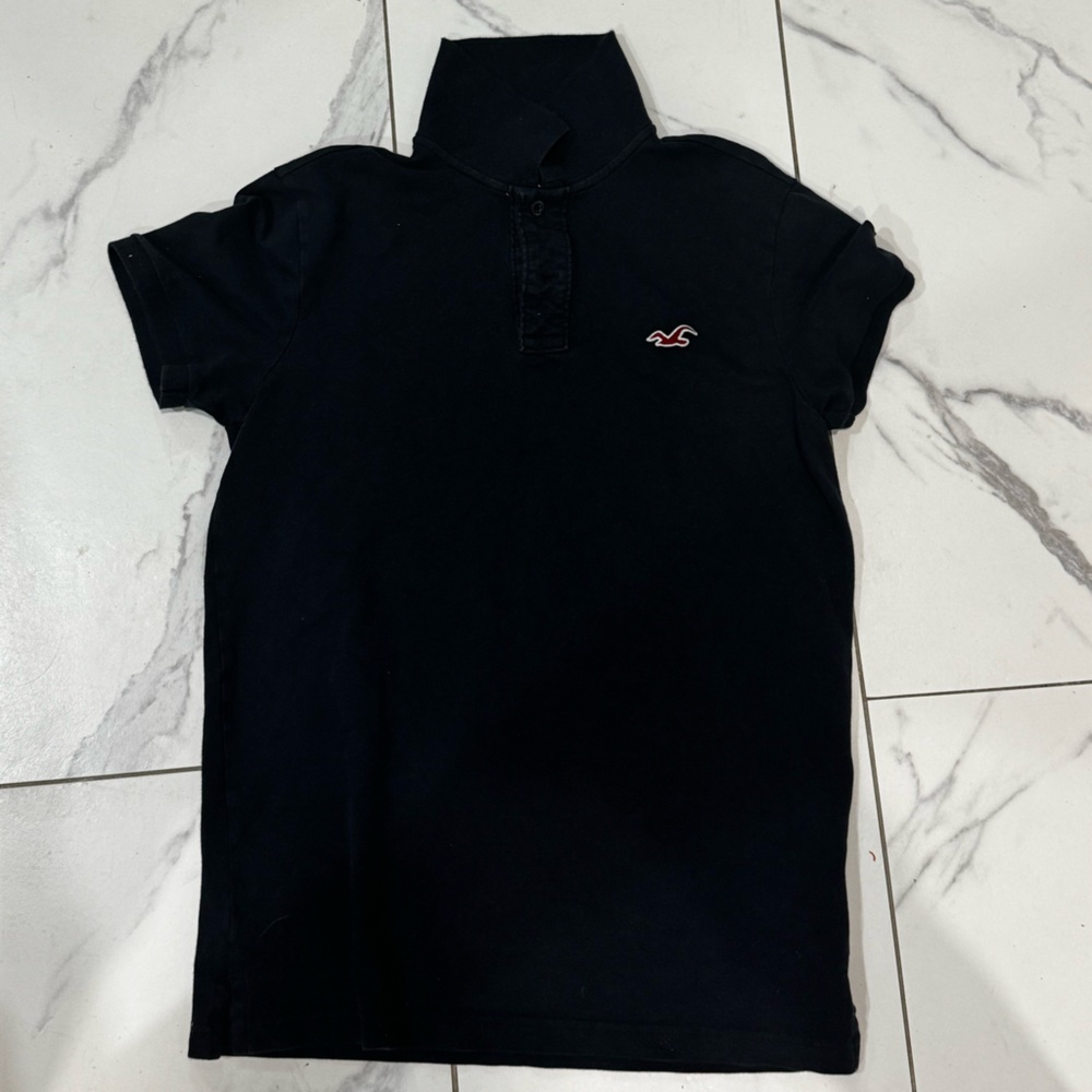 Hollister Black Polo with White Trim